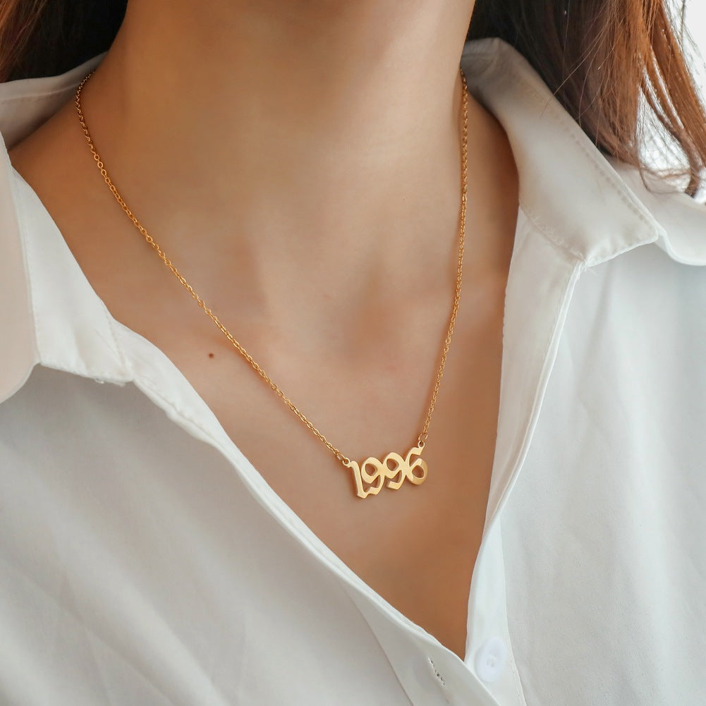 Wholesale Stainless Steel Year Number Necklace
